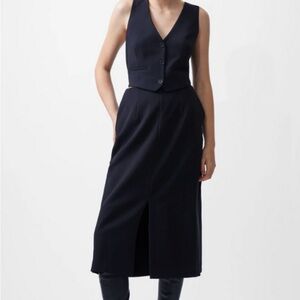 French Connection Black Midi Dress with Vest